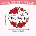 Valentine's Day red rose wreath wall sticker with Happy Valentine's Day text 32cm size - Red Rose Round Wreath (CT70297BT_T) / 32x32.5cm