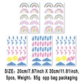 5-piece set of boho rainbow and sun wall decals for nursery, each 20x30cm watercolor sticker - Blue Pink Leaves Heart (UV5T8109T_T) / 20*30cm*5 Sheets