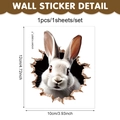 Vue détaillée du sticker lapin 3D effet mur brisé avec dimensions 12x10cm et référence - Style de Lapin Blanc Mur Brisé (UV24Y11202T_T)