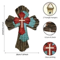 Croix murale de Pâques en bois avec textures rustiques et attaches métalliques - 20x27x0.5cm / Y24Y50660_Q