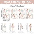 Adesivi murali ballerina boho con stelle per cameretta bambini 120 pezzi 4 fogli - Stile Ballerina Bohémien (CT24Y11145T_T) / 20*30cm*4 Fogli