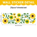 Detailed sheet of 29pcs sunflower and bee wall stickers with precise size measurements - Sunflower And Bee (UV25Y20028T_R) / 90*30cm
