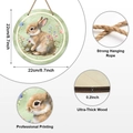 Easter wooden welcome sign featuring bunny and flower patterns with 8.7 inch diameter - Realistic Brown Bunny with Butterflies (Y25Y50164_O) / 22x22x0.5cm
