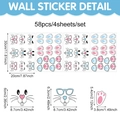 Easter bunny wall sticker set with 58 pieces of cartoon face and paw print decals - Multi-pattern