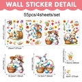 55pcs Easter wall decal set featuring bunnies, eggs and flowers for window decoration - Easter Bunny / 20x30cm