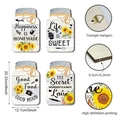 Set of 4 sunflower mason jar wood signs with rustic kitchen quotes and wall hooks - 4-Piece Set Sunflower Style / Y24Y50681_Q