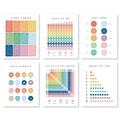 Detailed close-up of 6 educational math posters for kids with colorful rainbow design - 30x20cm / Math Foundation Enlightenment Series