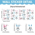 Detailed size specifications for waterproof PVC Easter bunny wall stickers and decals - Multi-pattern