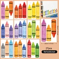 Lot de 27 stickers muraux crayons aquarelle pour chambre d'enfant et école - Ensemble (20X30CM) / Style Crayon de Couleur (UV24Y11281T_T)