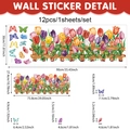 Pegatinas de pared de tulipanes y mariposas bohemias para cuarto niños 90x30cm - Estilo Tulipán Mariposa Valla (UV24Y11283T_R) / 90cm x 30cm