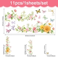 Floral and butterfly wall sticker set with self-adhesive PVC decals for home decor - Botanical Floral Butterfly Style / Large