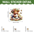 Adesivo murale mucca Highland di Pasqua con fiori e uova, dimensioni 39x40cm - Mucca di Pasqua / 40*39cm