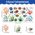 Waterproof watercolor ocean animal wall stickers with fish and coral for nursery bathroom - 60*30cm / Animal Watercolor School of Fish (UV24Y11381T_R)