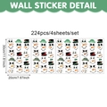 Christmas snowman face stickers set with 4 sheets and 224 PVC decorative elements - 30*20cm / 4pcs / Style B