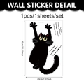 Detalle del adhesivo de pared de gato negro de dibujos con arañazos y dimensiones - Estilo de Gato Arañando B (CT24Y11389T_T)