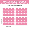 Dimensioni dettagliate di 12 pezzi di decalcomanie murali rosa su 4 fogli di PVC - 20x30cm*4pcs / Adesivo Battiscopa Rosa