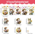 Pack de 47 pegatinas de Pascua para ventanas con conejos y flores para primavera - Conejo de Pascua Floral (UV24Y11421T_T) / 20x30cm