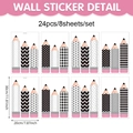 Detail view of 24pcs pencil wall stickers with colorful patterns for classroom decor - Pencil Geometric Pattern Style (UV24Y12065T_T) / 20x30cm*8pcs