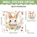 Detail view of Easter bunny watercolor wall decals with precise dimensions and 9 components - 30*30cm / Bunny Head Garland (CT24Y11443T_T)