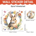 Detail view showing Easter rabbit wall sticker layout on 30x30cm sheet with floral wreath - 30*30cm / Bunny With Pink Flowers (CT24Y11442T_T)
