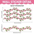 Pink peony flowers wall stickers set with green leaves 60x30cm decorative decal - Pink Rose Vine (CT24Y11431T_R) / 60*30cm