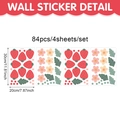 Self-adhesive strawberry wall stickers with 84 pieces of leaves and flowers for room decor - Strawberry and Flower Theme (CT24Y11359T_T) / 20*30cm*4pcs