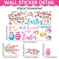 Set de 43 pegatinas de Pascua con huevos, flores y mariposas para decoración de hogar - Estilo Flor de Cerezo Huevo de Pascua (CT24Y11509T_R) / 90x30cm