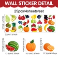 Watermelon and strawberry fruit wall stickers set for kitchen glass fridge decor - 20*30cm*4pcs / Fruit Theme Set (UV24Y11513T_T)