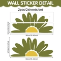 Adesivi murali margherite Boho set da 2, carta da parati PVC autoadesiva 41x90cm soggiorno - Motivo Geometrico Margherita Verde (UV24Y11516T_R) / 90*30cm*2pcs