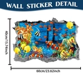Dettaglio dell'adesivo murale 3D subacqueo con dimensioni 60x40cm e barriera corallina - Stile Mondo Sottomarino Nave Affondata (CT24Y11547J_R) / 60x40cm