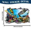 Adesivo murale 3D dettagliato con tartaruga marina e coralli, dimensioni 40x60cm per casa - Stile Ecologia Oceanica Tartaruga Marina (CT24Y11548J_R) / 60x40cm