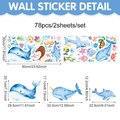 Vinilos decorativos infantiles de animales marinos acuarela boho, set de 78 pegatinas - Estilo UV24Y11532T_R (UV24Y11532T_R) / 30*60cm*2pcs