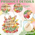 Detailed view of Easter rabbit welcome sign showing UV printing and 5mm wood thickness - 30*30*0.5cm / Rabbit Tulip Welcome