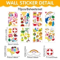 Set mit 70 sommerlichen Wandstickern mit Regenbogen und Delphin auf 8 Bögen Papier - CT24Y11534J_T (Mehrblatt)