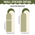 Detail of arch wall stickers set showing dimensions 71cm width and 138cm height - 71x52cm / Olive Green Color Block Geometric (UV24Y11531T_R)