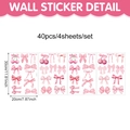 Wandsticker Set mit rosa Schleifen und Kirschmotiven für das Schlafzimmer, 40er Pack - Rosa Schleife und Kirsche (CT8CZL60013J_T) / 20*30cm* (4 Blatt/Packung)
