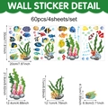 60pcs ocean animal wall sticker set with colorful watercolor fish coral and seaweed decals - Tropical Fish Coral Combo (11248) / 20*30cm