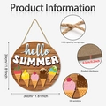 30cm wooden Hello Summer door sign with colorful ice cream cones and hemp rope - Ice Cream Style (M24Y50807_Q)