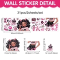 Adesivi murali bambina nera con farfalle e icone di moda per camera dei bambini - 60*30cm / Ragazza Rosa alla Moda (CT24Y11597T_R)