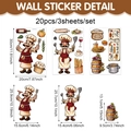 Nordic minimalist kitchen wall stickers set featuring 20pcs chef and food PVC decals - 20x30cm / Cartoon Chef Theme (CT24Y11617J_T)