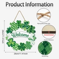 St. Patrick's Day welcome door sign with green wood clovers and high quality hemp rope - Welcome Shamrock Wreath Style (Y24Y50859_Q)