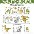 Stickers muraux dinosaures aquarelle ensemble de 44 pièces animaux pour enfant - Style Aquarelle Dinosaure A (CT24Y11642T_R) / 90*30cm*2pcs