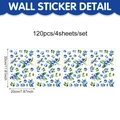 Set mit 4 PVC-Blaubeer-Wandtattoos mit 120 frischen Frucht- und grünen Blattmustern - 20x30cm (4 Blatt) / Aquarell Blaubeere Muster