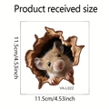 Sticker mural trou de souris 3D avec souris mignonne autocollant carré 11,5 cm - Souris Regardant Par Un Trou Dans Le Mur (UV50011T_T)