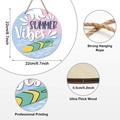 Summer Vibes round wooden door sign with surfboard design and strong hanging rope - Summer Vibes Surfboard Style (Y24Y50874_O)