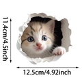 3D cute kitten with blue eyes peeking through a broken wall, waterproof PVC decal - Blue-Eyed Kitten Style (UV50026T_T)