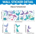 Waterproof mermaid wall stickers with watercolor sea animals and bubbles for girls room - 90*30cm / Purple Mermaid Princess (UV24Y11659T_R)