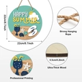 Round happy summer beach theme wooden welcome sign with rope hanger for home decor - Happy Summer Flip-flops Style (Y24Y50875_O)