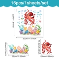 Dimensiones detalladas de pegatinas marinas con motivos de pulpo y arrecife coral - 30*30cm / Tema de Pulpo (CT24Y11710T_T)