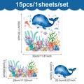 Hoja de dimensiones detalladas de 15 pegatinas de animales marinos con medidas de ballena - 30*30cm / Tema de Ballena (CT24Y11708T_T)